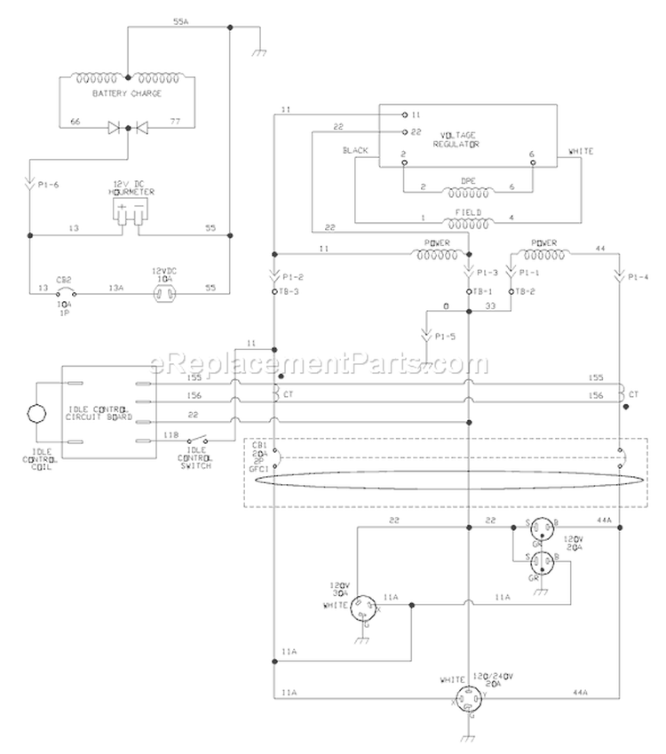 Page E Diagram and Parts List for 030335-0  Briggs and Stratton Generator